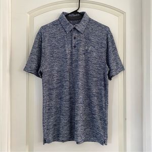 Under Armour Heat Gear Loose Fit Short Sleeves Blue Polo Top Men's Size S